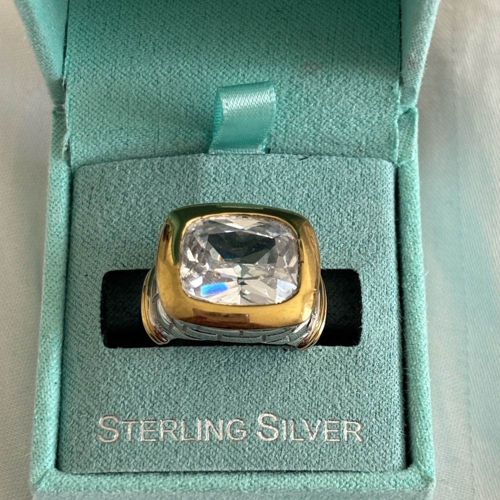 Elegant Gold and Silver Sterling Silver Ring